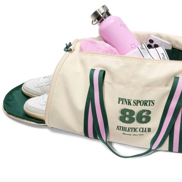New 2025 Victoria’s Secret PINK Dorm Duffle Bag Pink Sports Athletic Club - Picture 7 of 8